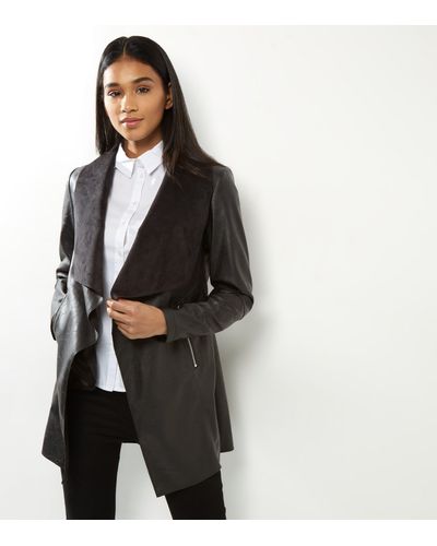 black longline waterfall jacket