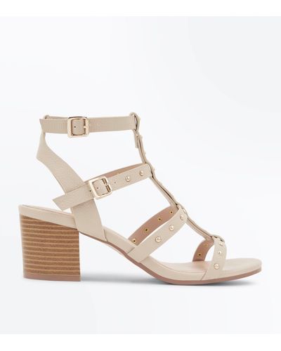 studded gladiator sandals block heel