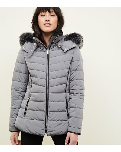 new look grey padded coat