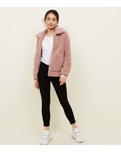 pink teddy bomber