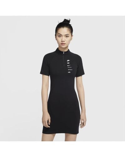 Nike Sportswear Swoosh Dress in Black,White (Black) - Lyst