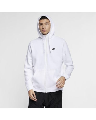 nike men's sportswear club fleece hoodie white