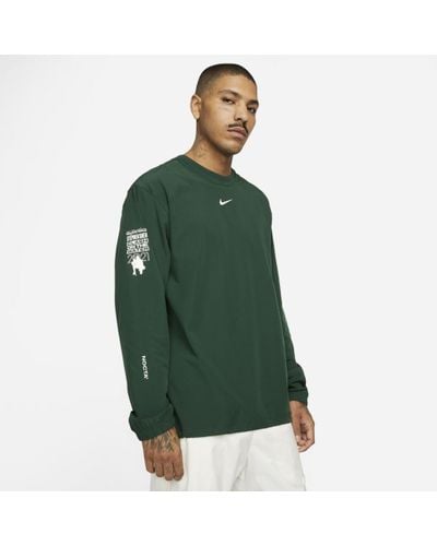 Nike Synthetic Nocta Golf Long-sleeve Woven Crew in Green for Men - Lyst