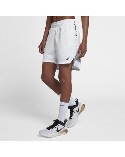 Nike Synthetic Elite Women's Knit Basketball Shorts in White/White/Black  (White) | Lyst