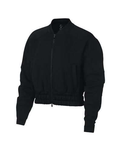 Nike Synthetic Dri-fit Women's Full-zip Training Bomber Jacket in Black/Black (Black) - Lyst