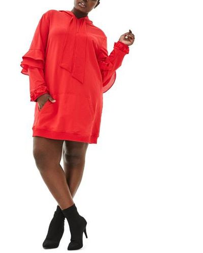 oversized red hoodie dress
