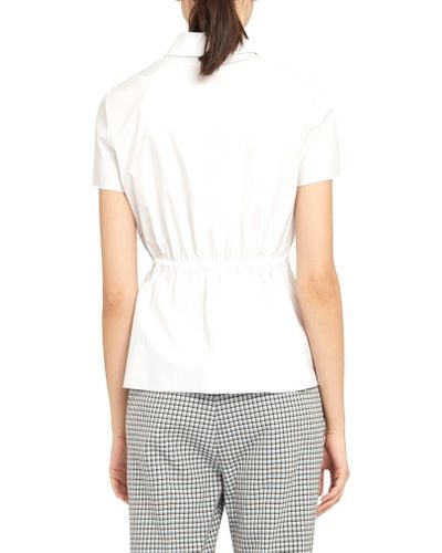 Theory Cotton Cinched Waist Shirt in White - Lyst