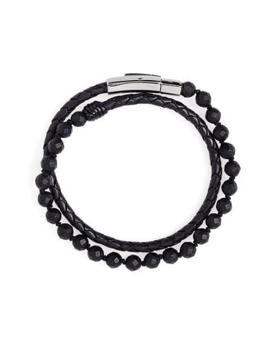 Jonas Studio Hand Knotted Onyx & Leather Bracelet - Black