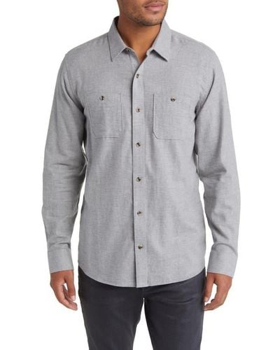 Travis Mathew Cloud Flannel Button-Up Shirt - Gray