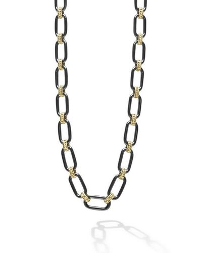 Lagos Signature Caviar Chain Necklace - Blue