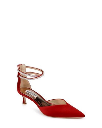 Escarpins Badgley Mischka Rouge à Cristaux - Talons Hauts Bride Cheville - Taille 38.5