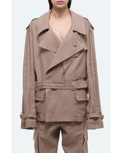 Helmut Lang Cr Rider Arch Belted Trench Jacket - Brown