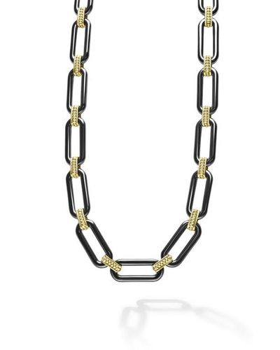 Lagos Signature Caviar Chain Necklace - Metallic