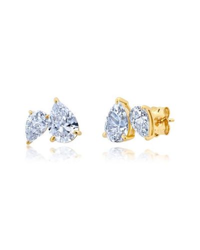 Crislu Small Up And Down Pear Cut Earrings in Blue Lyst