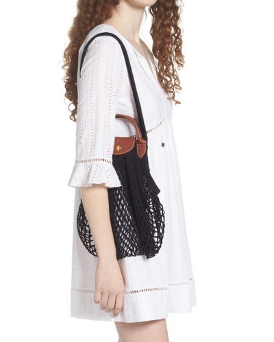 Longchamp Black Le Pliage Filet Knit Shoulder Bag Longchamp Black Le Pliage Filet Knit Shoulder Bag