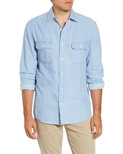 Faherty Brand Cotton Penny Regular Fit Button-up Work Shirt in Indigo ...