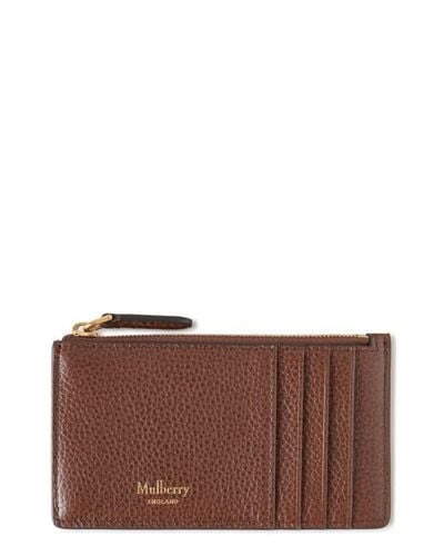 Mulberry Continental Zip Leather Card Holder - Brown