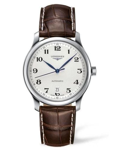 Longines Master Automatic Alligator Leather Strap Watch, 38Mm - Gray