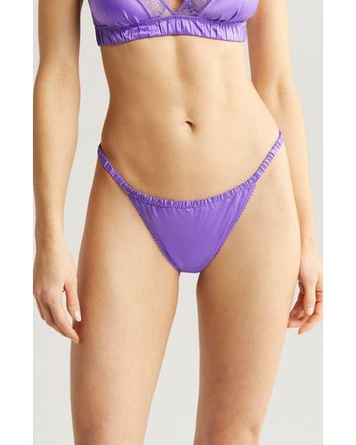 Love Stories Eyelash Lace Thong - Purple