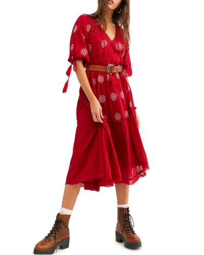 Free People Cotton Celestial Skies Maxi Dress in Red Combo (Red) - Lyst