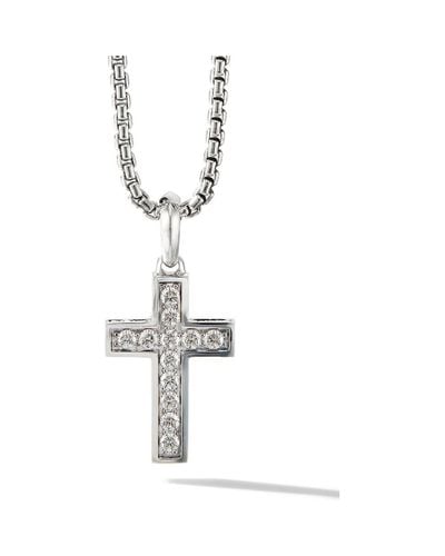 David Yurman Cross Pendant With Pavé Diamonds - Metallic