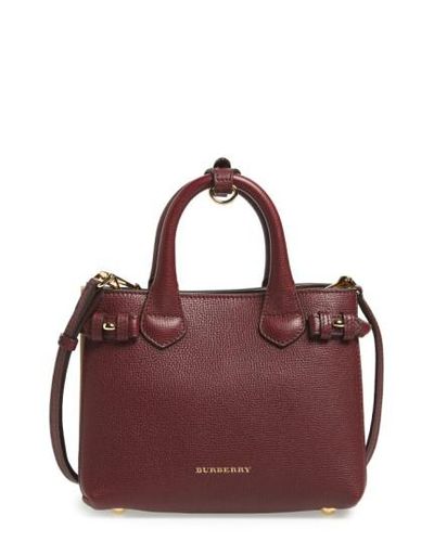 Burberry 'mini Banner' House Check Leather Tote in Mahogany Red (Black) -  Lyst