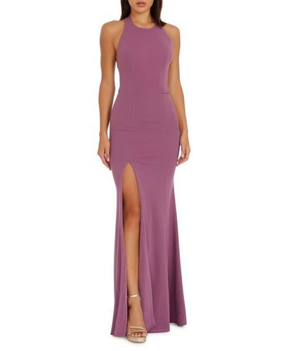 Dress The Population Abito Lungo Camden Satinato Scollo A Halter Senza Maniche - Donna - 2