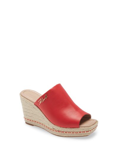 karl lagerfeld paris carin leather espadrille wedge sandals