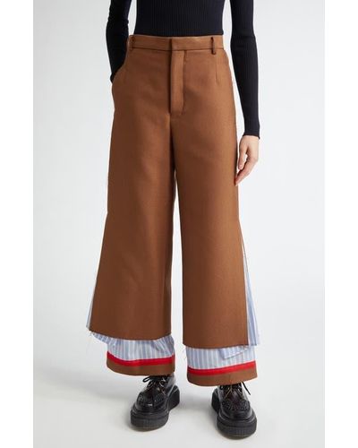 Undercover Spliced Mixed Media Pants - Brown