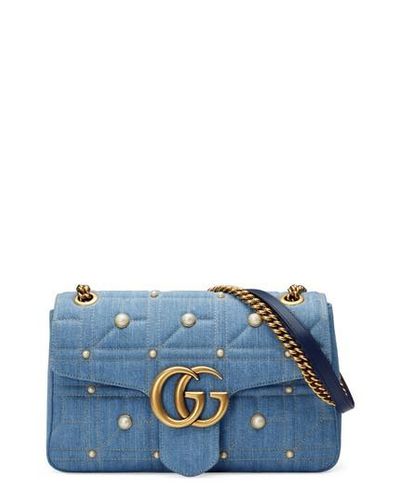 gucci marmont denim pearl bag