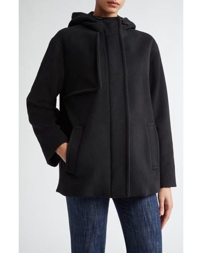 Akris Punto Felted Wool Blend Hooded Jacket - Black