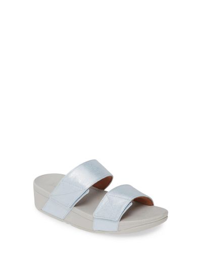 Fitflop Leather Mina Shimmer Slide Sandal in Blue - Lyst