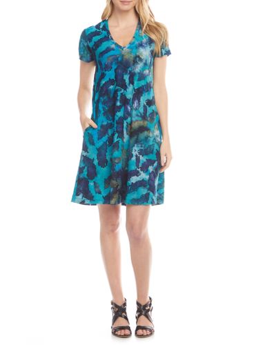 Karen Kane Quinn V-neck Pocket Dress in Tie Dye (Blue) - Lyst