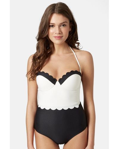 TOPSHOP Synthetic Scalloped One Piece Swimsuit in Black - Lyst