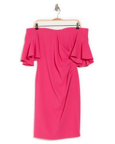 calvin klein off the shoulder ruched gown