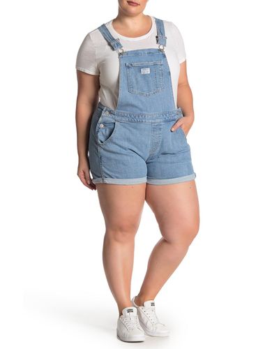 plus size denim overall shorts