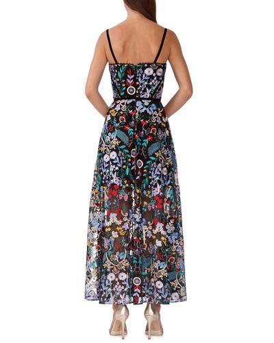 ML Monique Lhuillier Ml Monique Lhuilier Floral Embroidered Mesh Dress in Black - Lyst