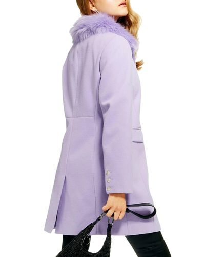 Topshop naomi faux fur collar coat Clearance