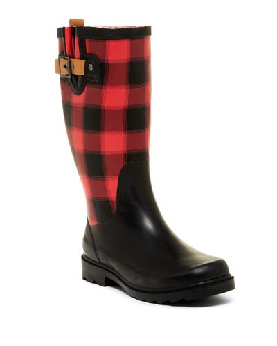 plaid rain boots