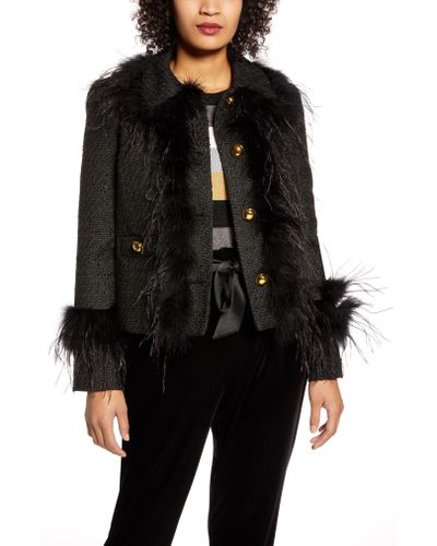 feather trim jacket