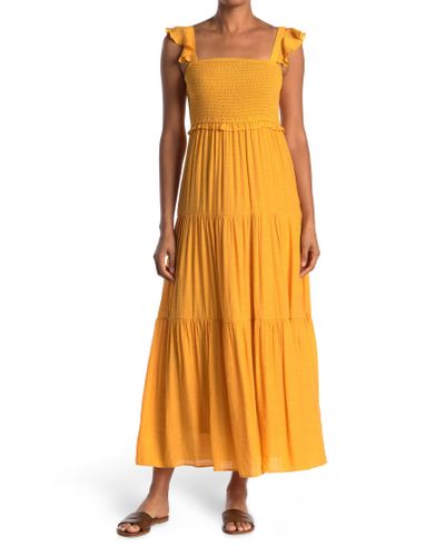 Nanette Lepore Ruffle Strap Smocked Maxi Dress in Orange - Lyst