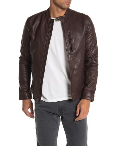 John Varvatos Racer Sheep Leather Jacket in Dark Brown (Brown) for Men ...