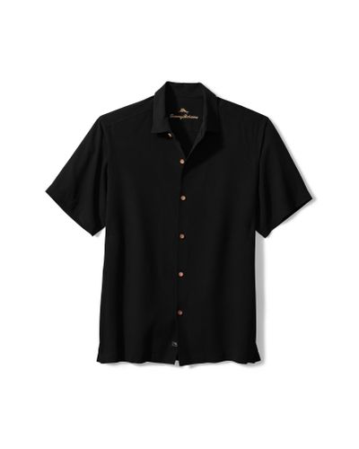 Tommy Bahama Cigar Club Silk Short Sleeve Button-up Shirt in Black for ...