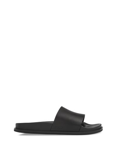 BOSS by Hugo Boss Cliff Leather Slide Sandal in Black Polished Leather ...