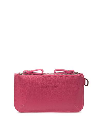 Longchamp Leather Le Foulonne Double Zip Coin Purse in Pink - Lyst