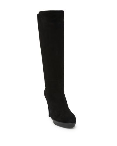 Tod's Tall Leather Block Heel Boot in Black - Lyst