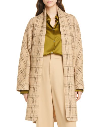 collarless wool blend coat