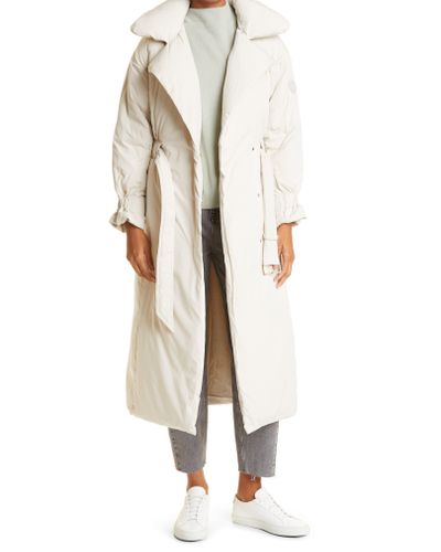 aliccee long belted puffer jacket