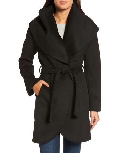 tahari double face wool blend wrap coat