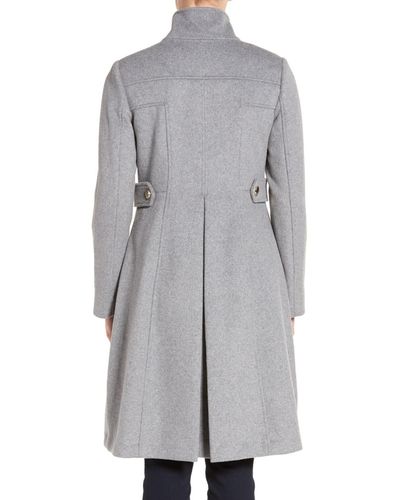 Eliza J Wool Blend Long Military Coat in lt Grey (Gray) - Lyst
